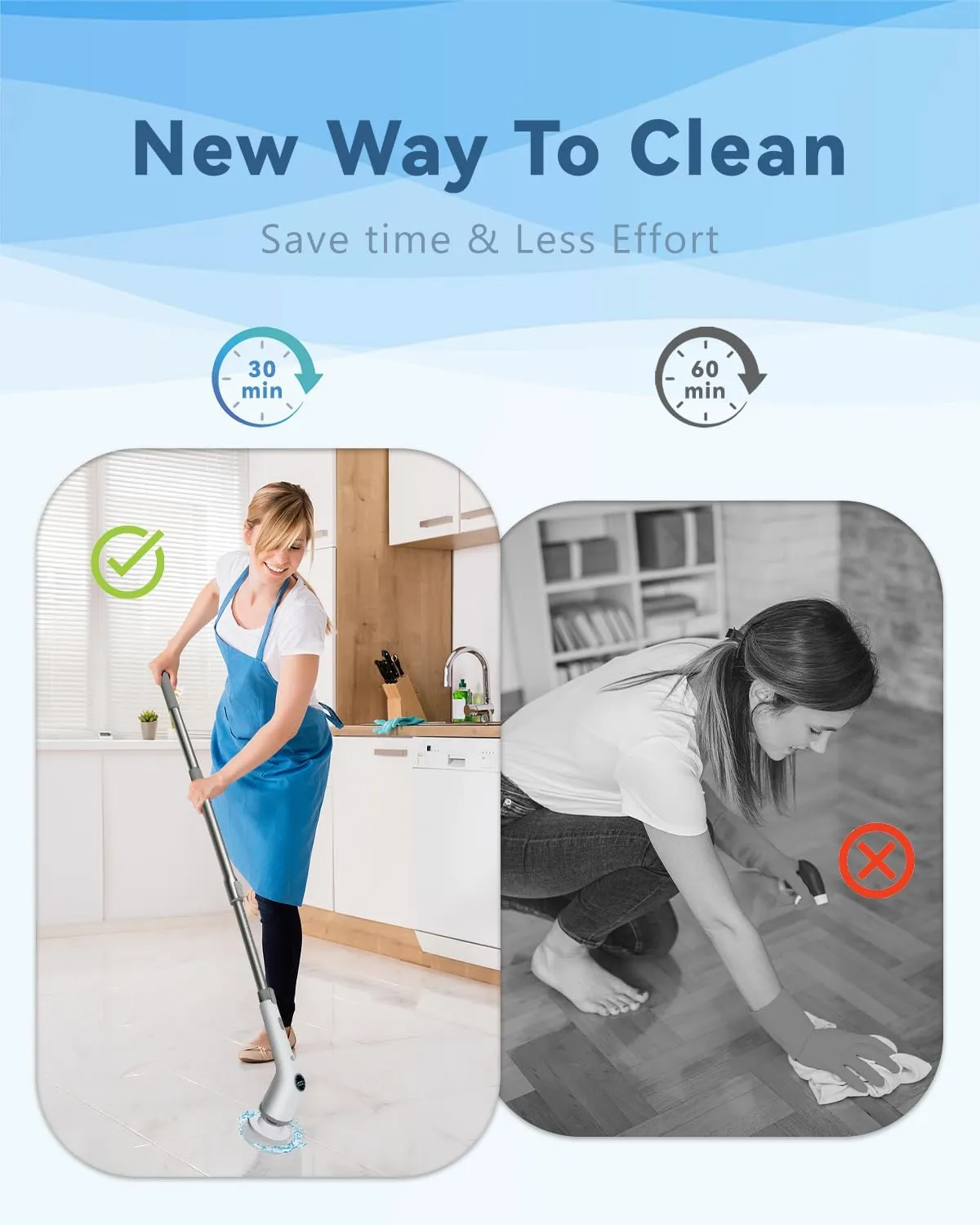 Gremap Cordless Electric Spin Scrubber with 9 Replacement Heads, Water Scraper, Mop Holder, 3 Adjustable Speeds and Adjustable Extension Handle for Bathtub Kitchen Floor