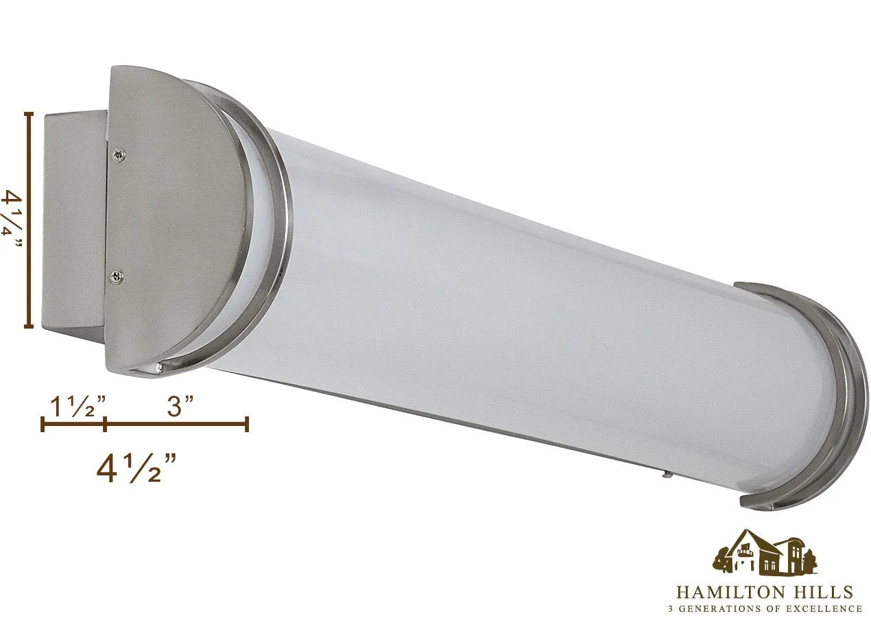 Hamilton Hills New Flush Mount Brushed Nickel Modern Frosted Bathroom Vanity Light Fixture