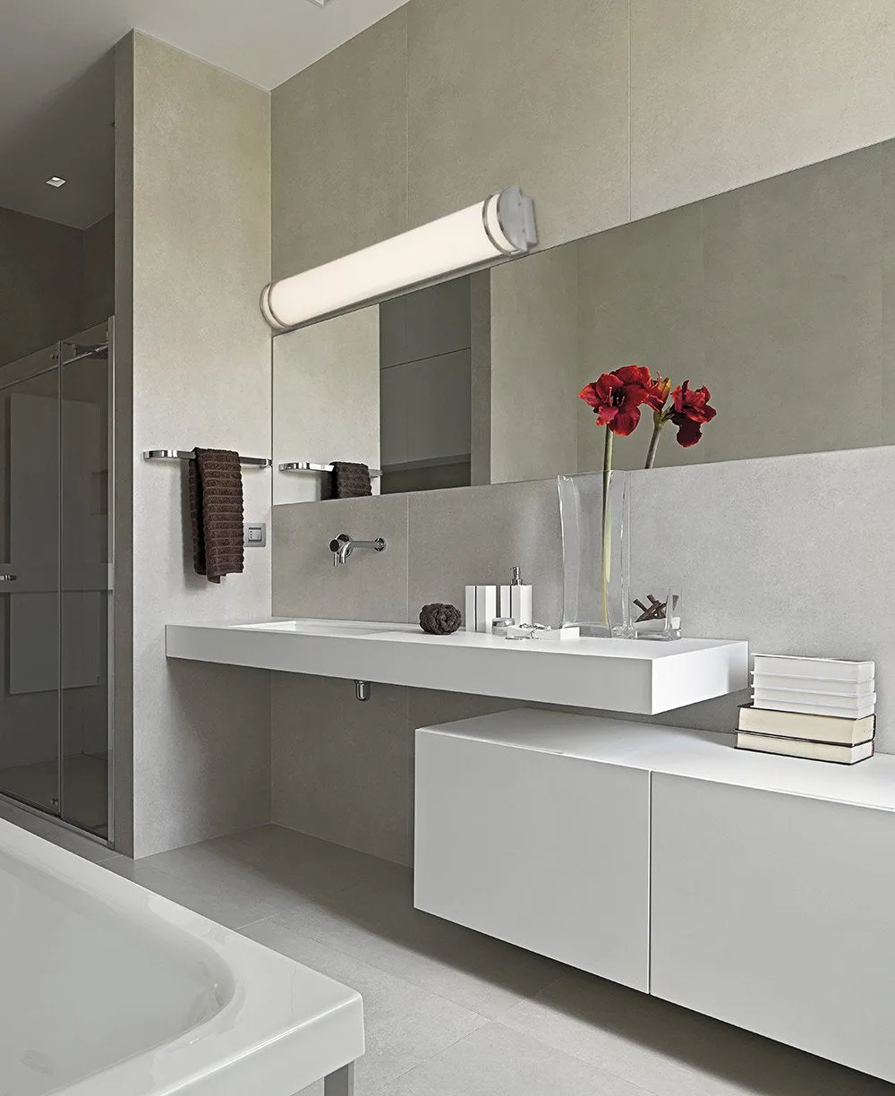 Hamilton Hills New Flush Mount Brushed Nickel Modern Frosted Bathroom Vanity Light Fixture