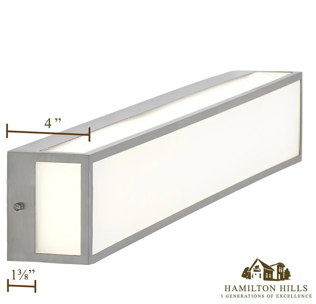 Hamilton Hills New Modern Vanity Light | Frosted LED Brushed Nickel Wall Mounted Lighting