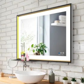 Hollywood Bathroom Vanity Mirror with LED Lights Wall Mounted Anti-Fog Memory Dimmable Touch Sensor Horizontal Vertical Warm White Daylight Lights