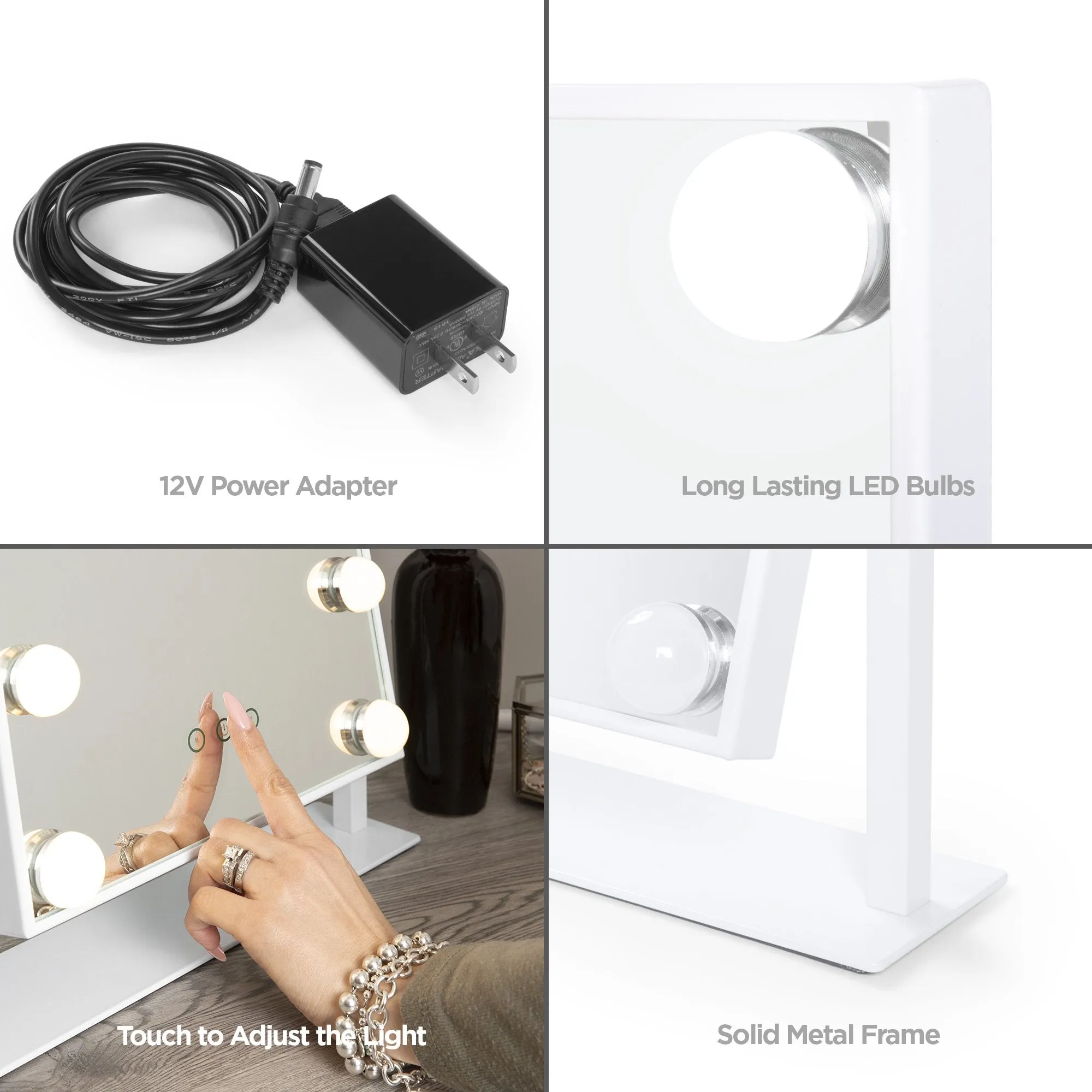 Hollywood Makeup Vanity Mirror w/ Smart Touch, Adjustable Color Temp, 12 LED