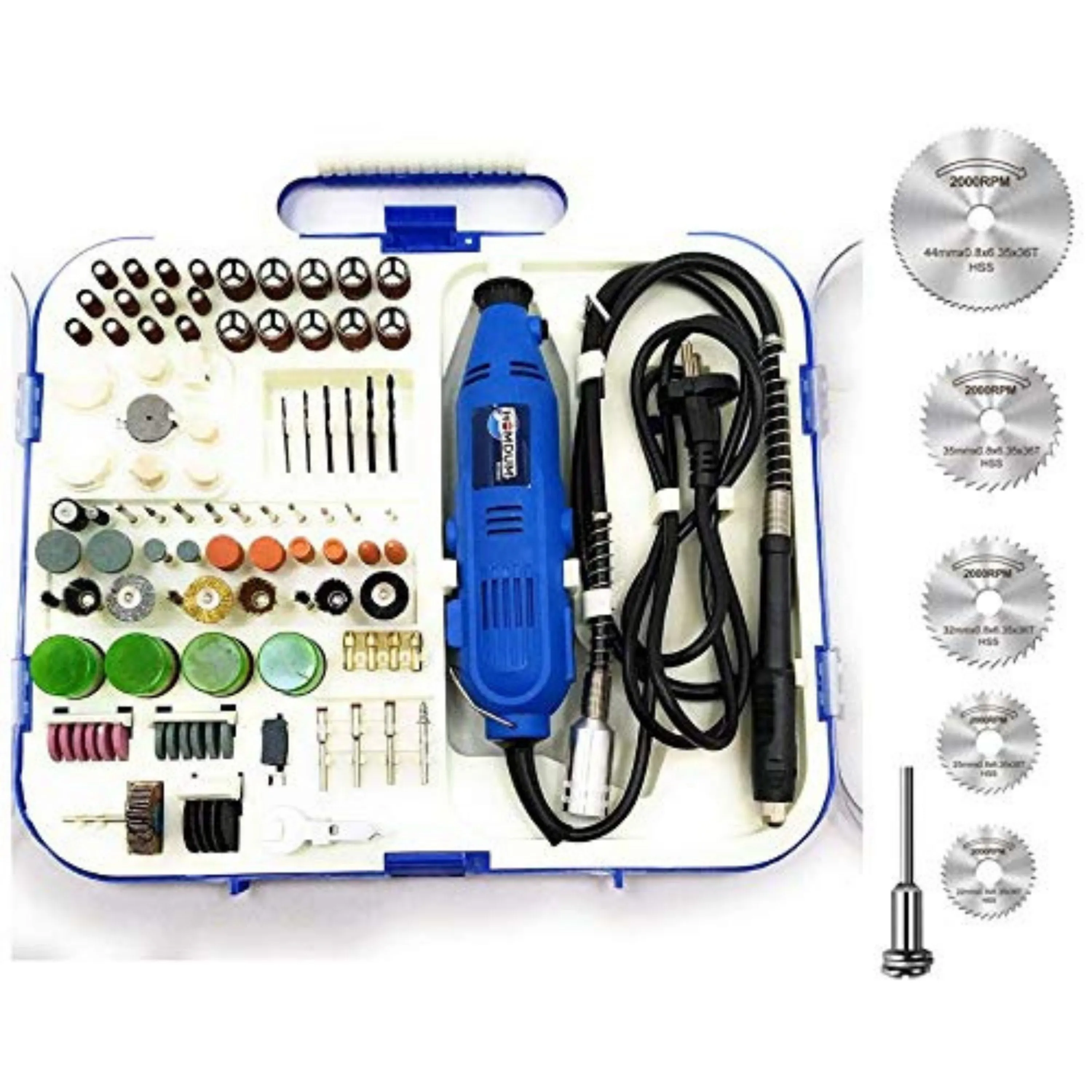 Homdum Multi functional Mini Rotary Die Grinder Kit with Flexible Shaft and 163 Pieces of Accessories Green   6 Pcs Mini HSS Circular Saw Blade