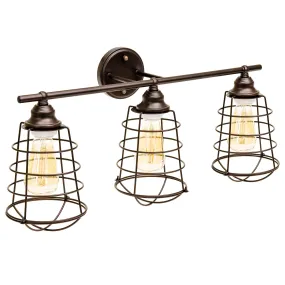 Industrial Style, 3 Light, Bathroom Vanity Light Fixture - Bronze