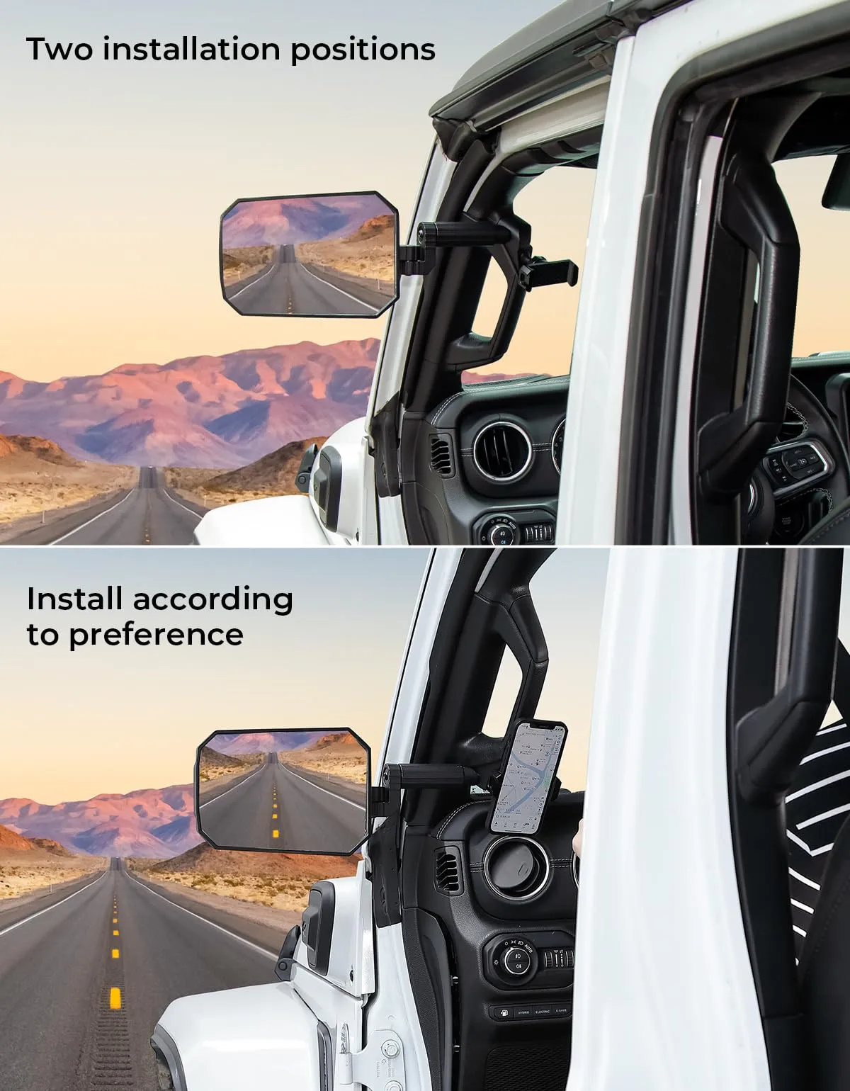 JOYTUTUS Mirrors Doors Off Fit for Wrangler JL/JLU 2018-2023 & Gladiator JT
