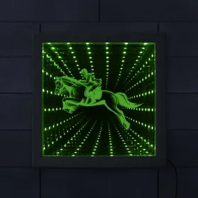 Kentucky Derby Equestrian LED Lighing Infinity Mirror Tunnel Vision Wood Frame Horse Rider Mesmerizing Tunnel of Mirror Light