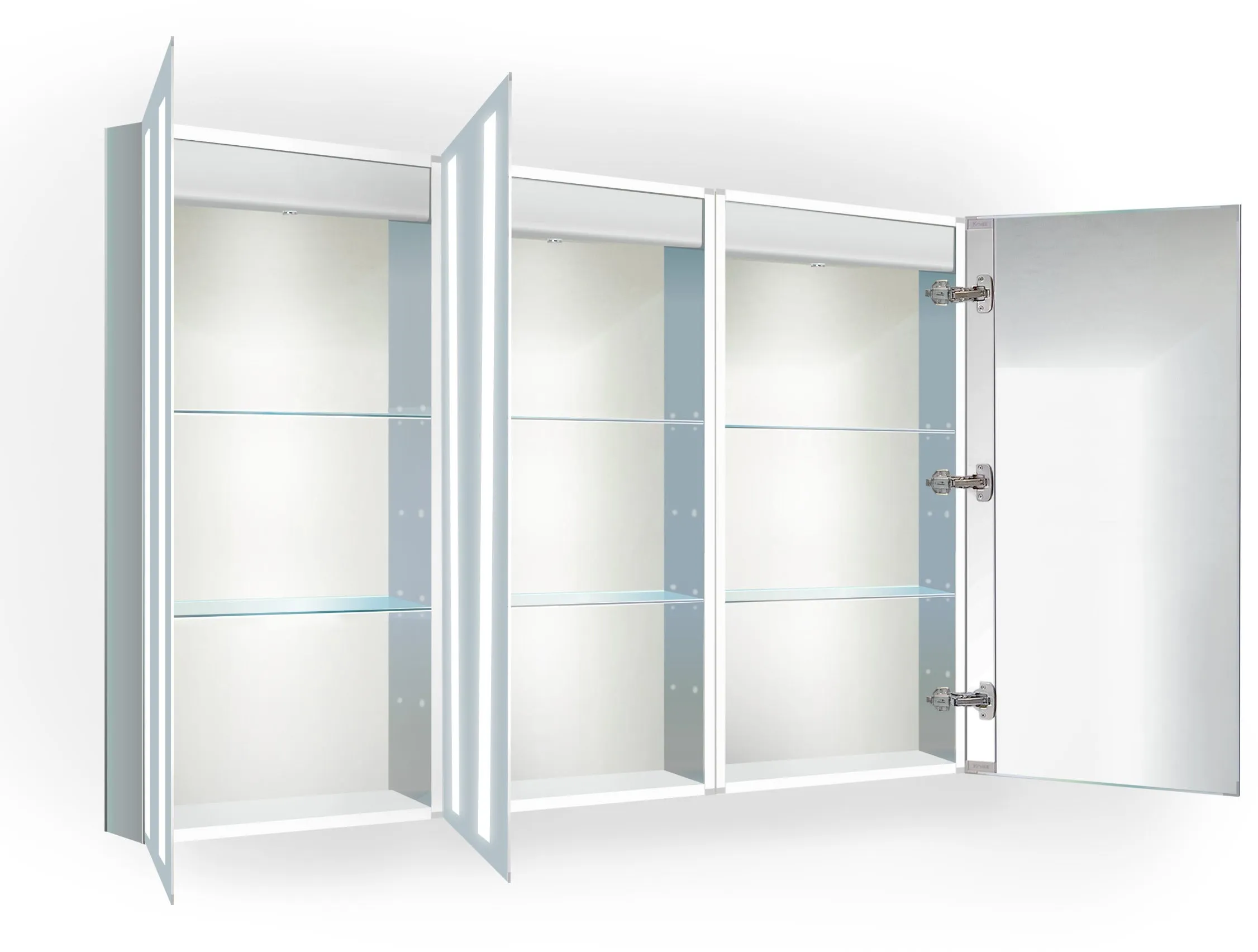 Krugg Reflections Kinetic Triple Door Mirrored LED Medicine Cabinet
