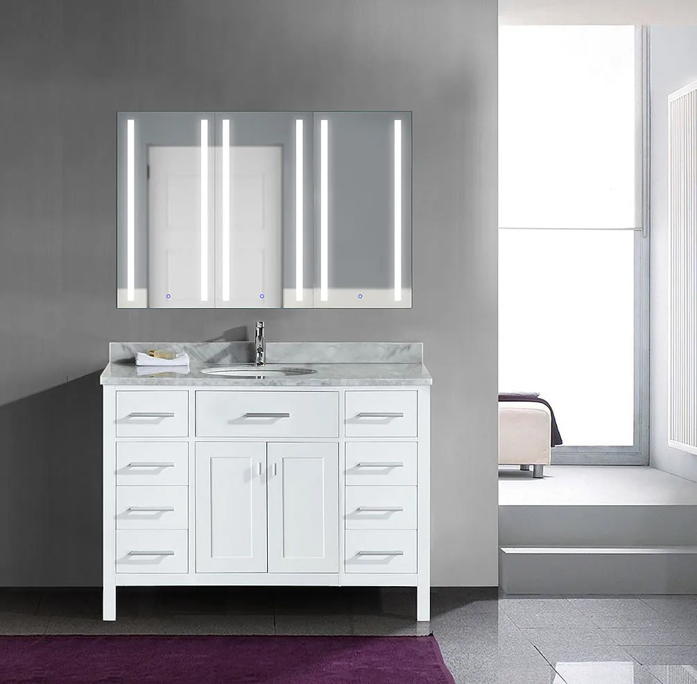 Krugg Reflections Kinetic Triple Door Mirrored LED Medicine Cabinet