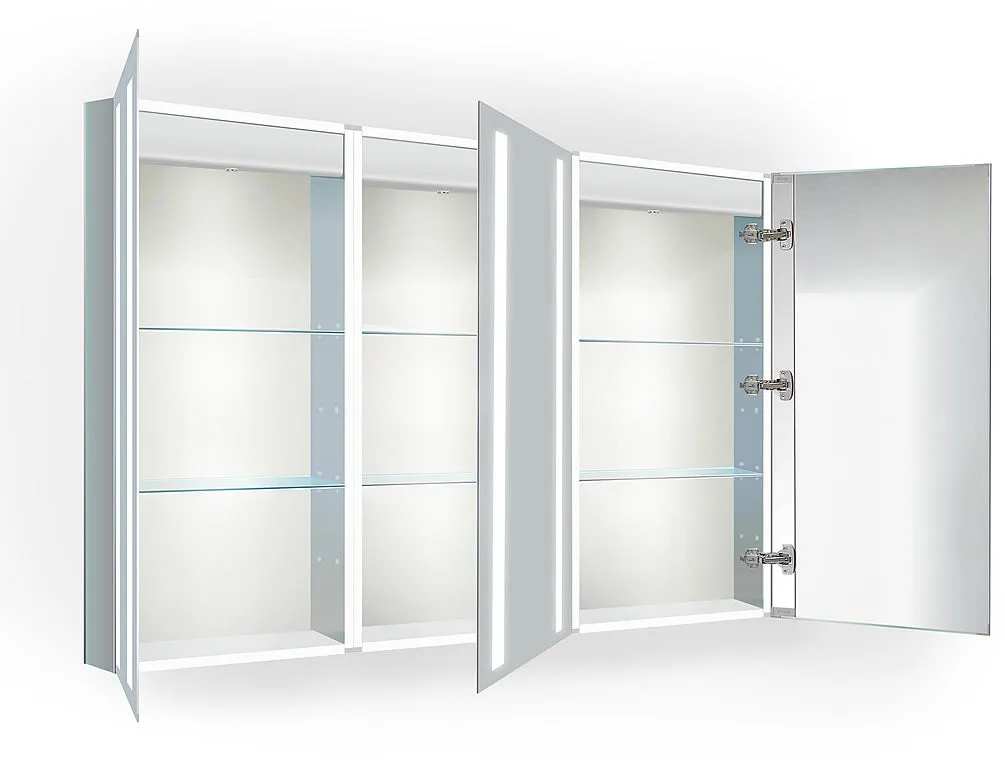 Krugg Reflections Kinetic Triple Door Mirrored LED Medicine Cabinet