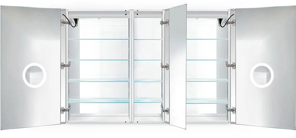 Krugg Reflections Svange LED 3-Door Medicine Cabinet w/ Dimmers & Defoggers - 4 Sizes