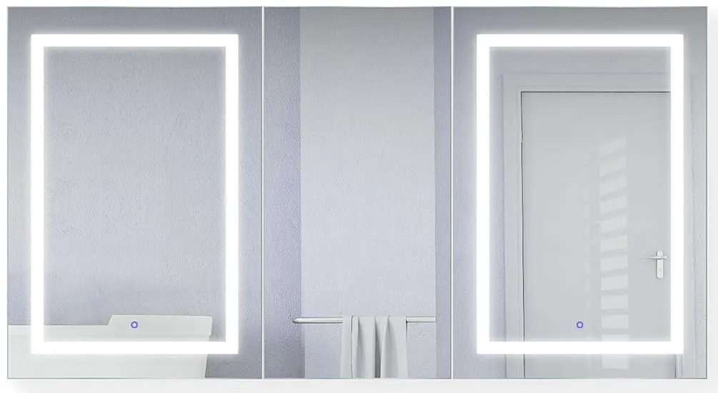 Krugg Reflections Svange LED 3-Door Medicine Cabinet w/ Dimmers & Defoggers - 4 Sizes