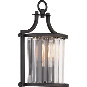 Krys Crystal Sconce with 60w Vintage Lamp Included in Aged Bronze Finish