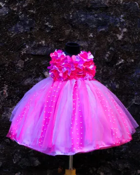 Lavender and  Pink Strips Petal Frock