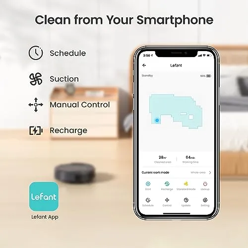 Lefant M210 Pro Robot Vacuum Cleaner, Tangle-Free 2200Pa Suction, Slim, Quiet, Self-Charging Wi-Fi/APP Remote Connected Robotic Vacuum Cleaner, Compatible with Alexa, Ideal for Pet Hair, Hard Floors