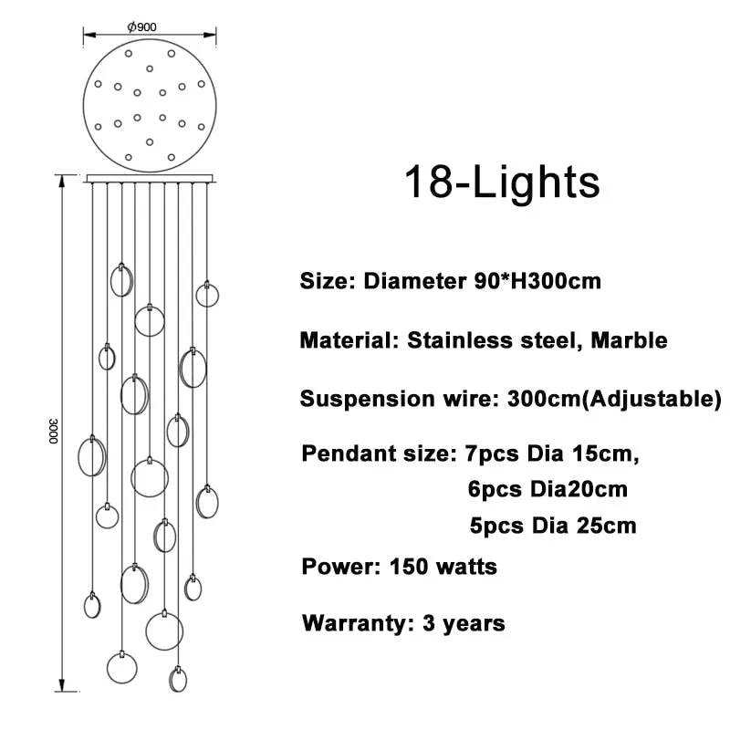 luxury marble led chandelier for staircase large lobby hallway light fixture modern home decor long gold led stone lamp