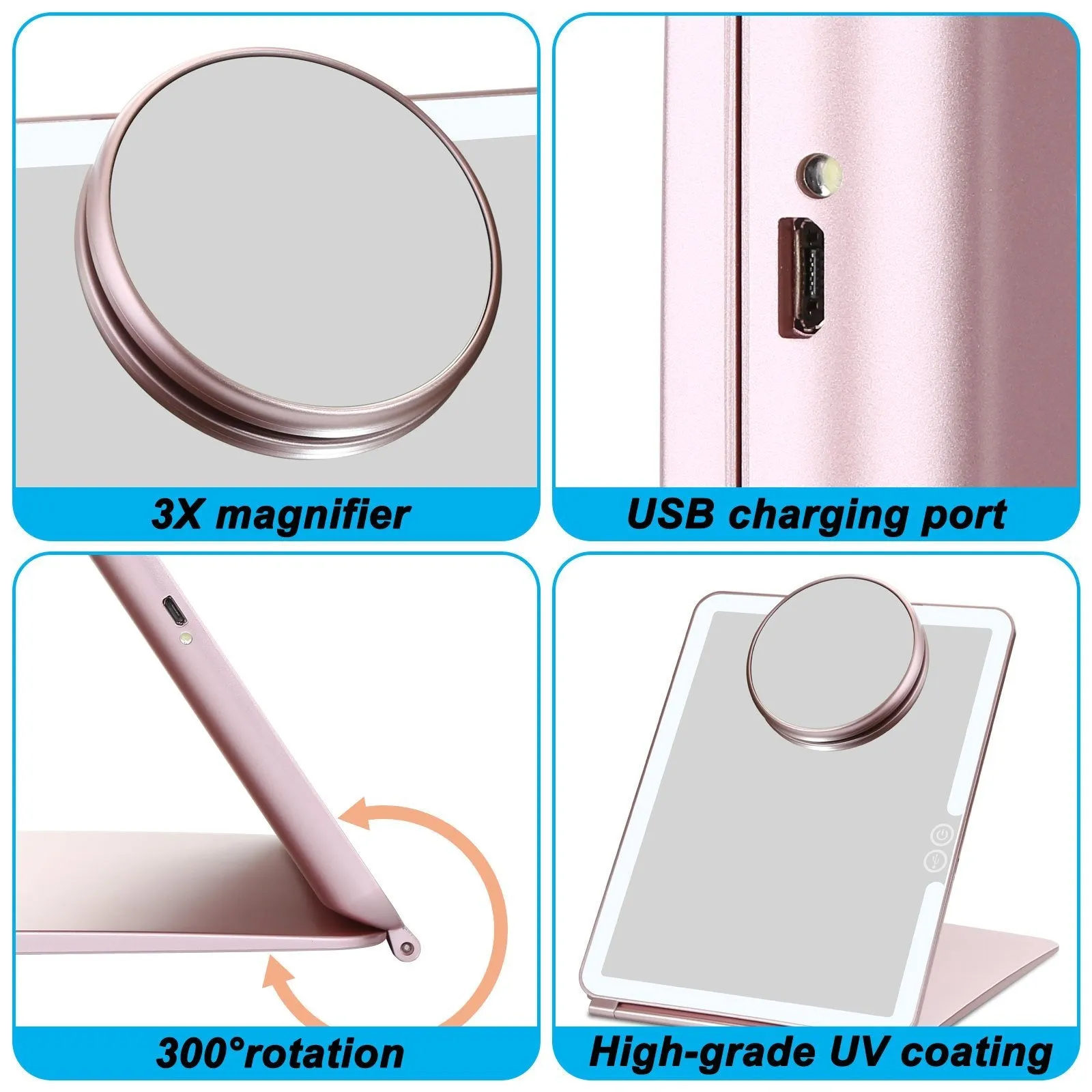 Magnifier USB Charging LED Makeup Mirrors