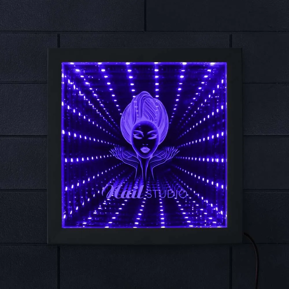 Manicure Beauty Nail Salon LED Infinity Mirror FRAME LED Lighting Nail Art Gifts For Woman Friend Wife Girl Beauty Studio Decor