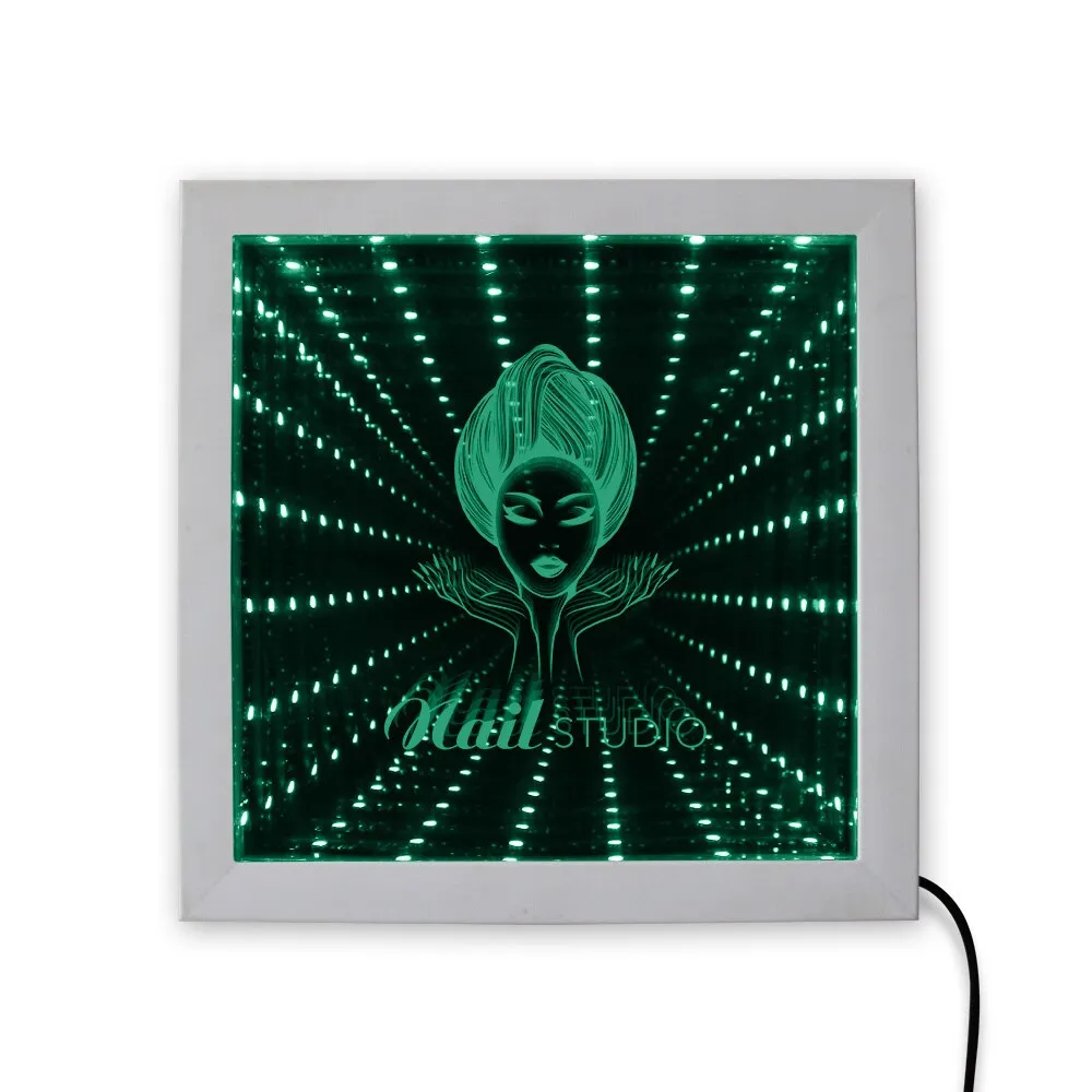 Manicure Beauty Nail Salon LED Infinity Mirror FRAME LED Lighting Nail Art Gifts For Woman Friend Wife Girl Beauty Studio Decor
