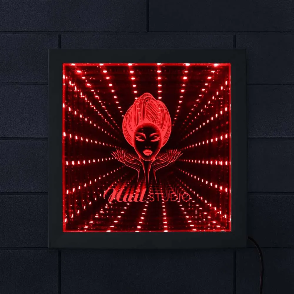 Manicure Beauty Nail Salon LED Infinity Mirror FRAME LED Lighting Nail Art Gifts For Woman Friend Wife Girl Beauty Studio Decor
