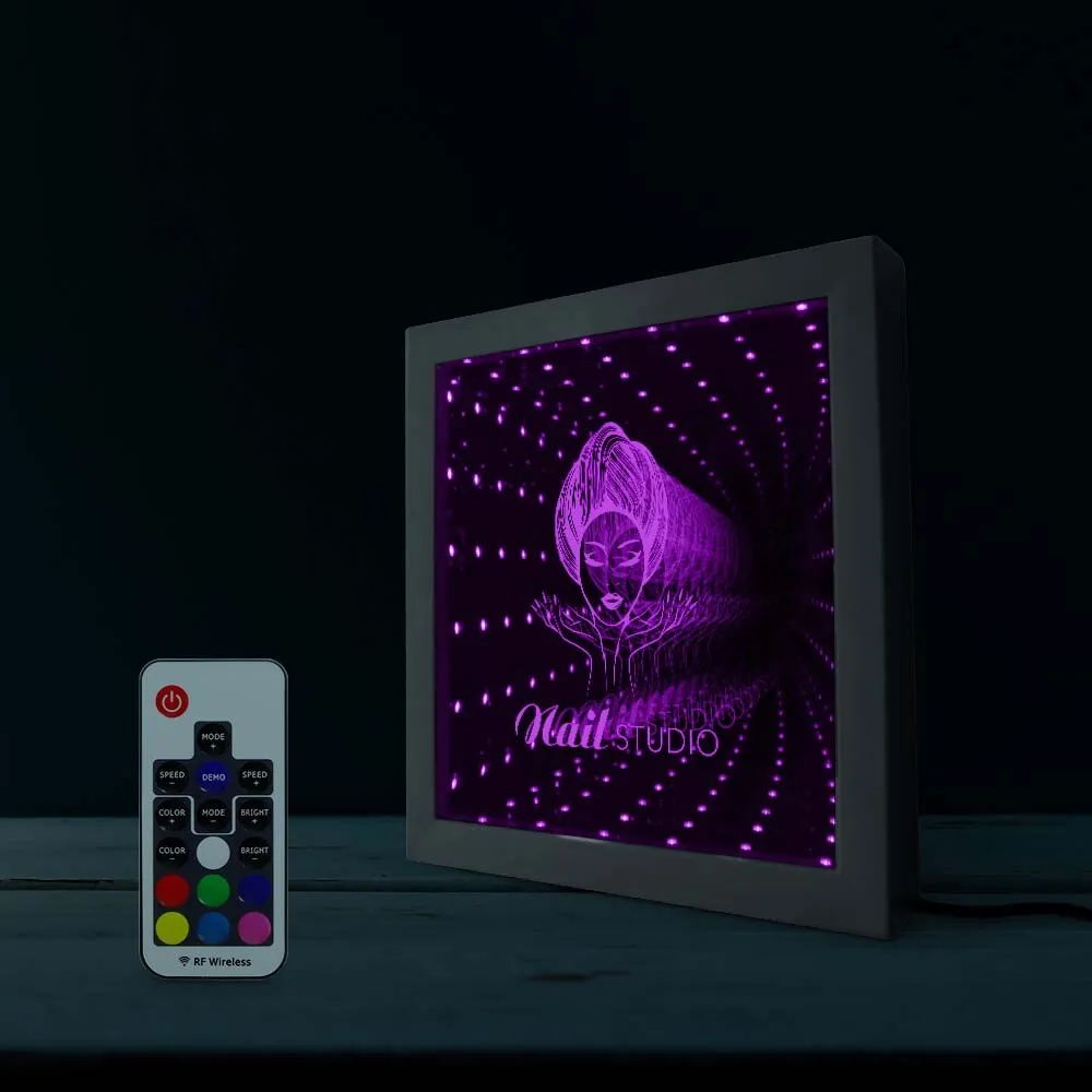 Manicure Beauty Nail Salon LED Infinity Mirror FRAME LED Lighting Nail Art Gifts For Woman Friend Wife Girl Beauty Studio Decor