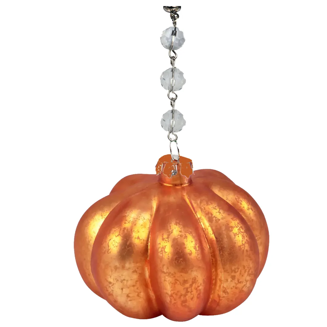 MERCURY GLASS PUMPKIN -  (Set/1) - MAGNETIC HALLOWEEN ORNAMENT