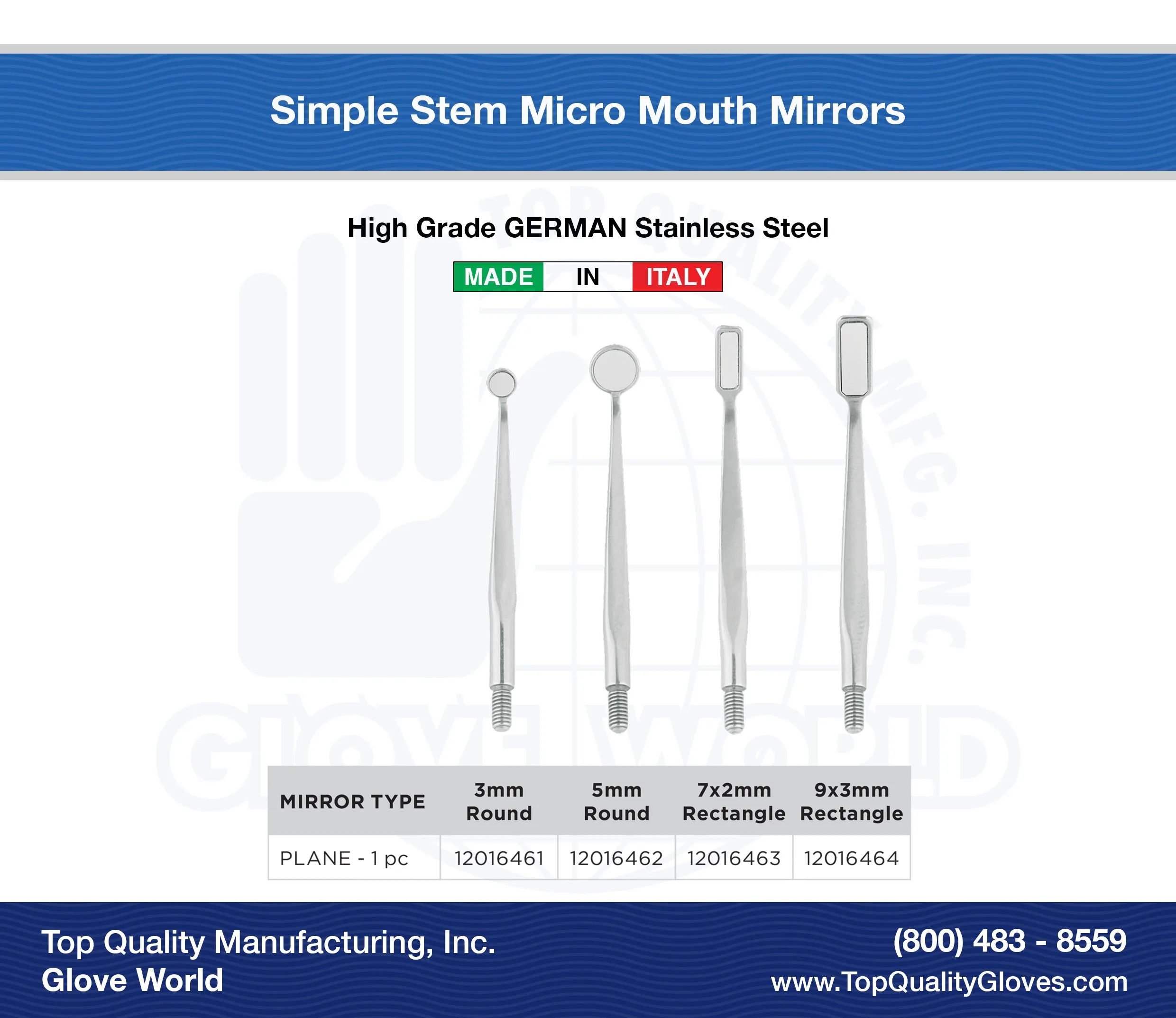 Micro Simple Stem Mouth Mirrors