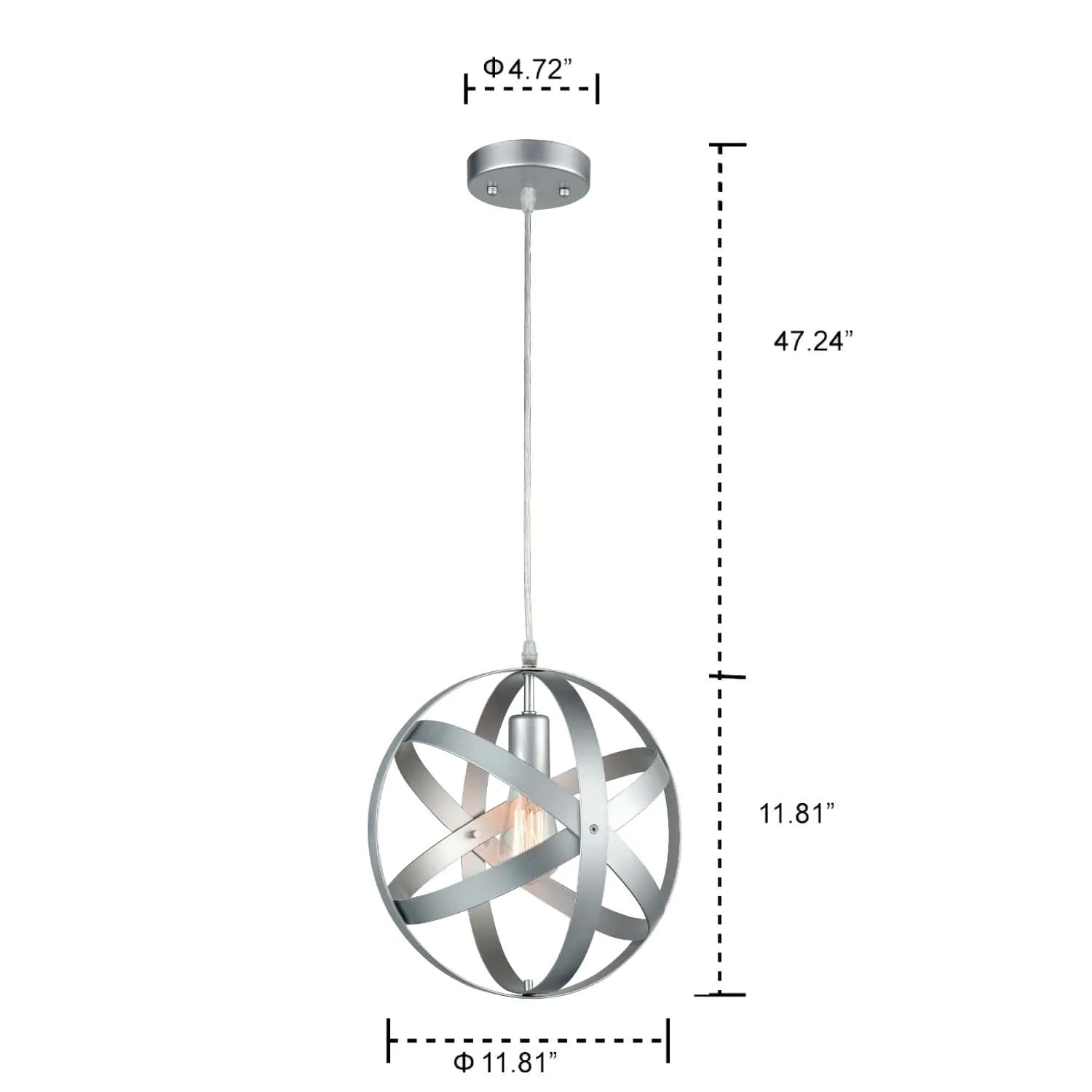 Modern Pendant Lighting Globe Pendant Light Silver Gray