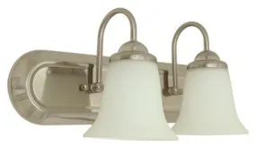 Monument 2-Light Vanity Fixture Brushed Nickel 13 X 8 Inch  Uses (2) 13-Watt Fluorescent Gu24 Base Lamps