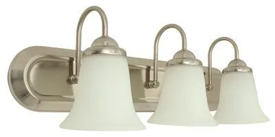 Monument 3-Light Vanity Fixture Brushed Nickel 24 X 8 Inch  Uses (3) 13-Watt Fluorescent Gu24 Base Lamps