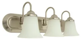 Monument 3-Light Vanity Fixture Brushed Nickel 24 X 8 Inch  Uses (3) 13-Watt Fluorescent Gu24 Base Lamps