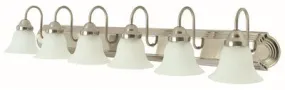 Monument 6-Light Vanity Fixture Brushed Nickel 48 X 7-5/8 Inch  Uses (6) 100-Watt Incandescent Medium Base Lamps