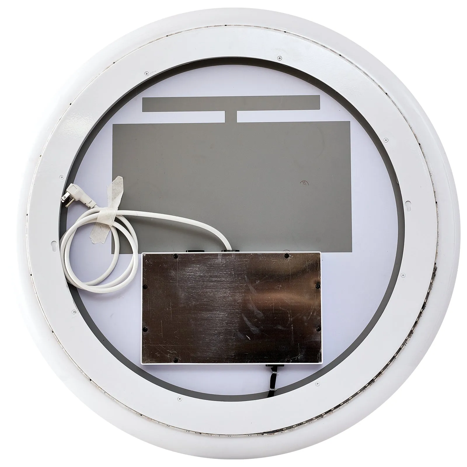 MOON MIRROR Round LED Bathroom Vanity Mirror with Lights,White Framed, Dual Front& Back Lights,Anti-Fog