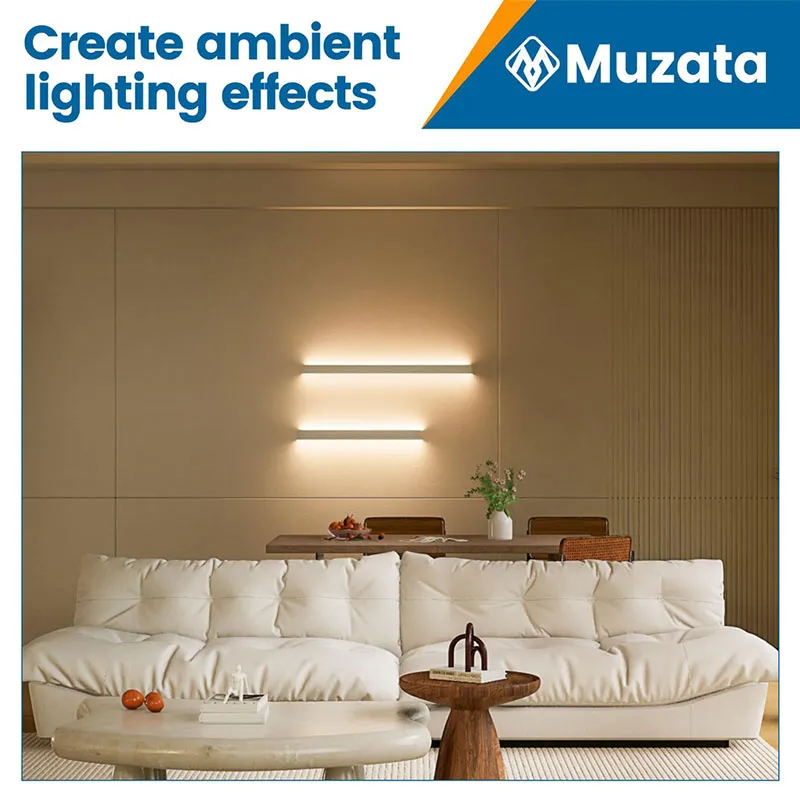 Muzata 5Pack 3.3ft/1Meter Wall Mount LED Light Aluminum Channel Silver with Milky White Cover U124