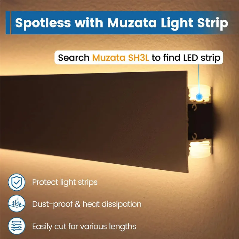 Muzata 5Pack 3.3ft/1Meter Wall Mount LED Light Aluminum Channel Silver with Milky White Cover U124