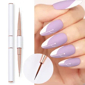Nail Art Liner Brush White and Rose Gold with Double Head