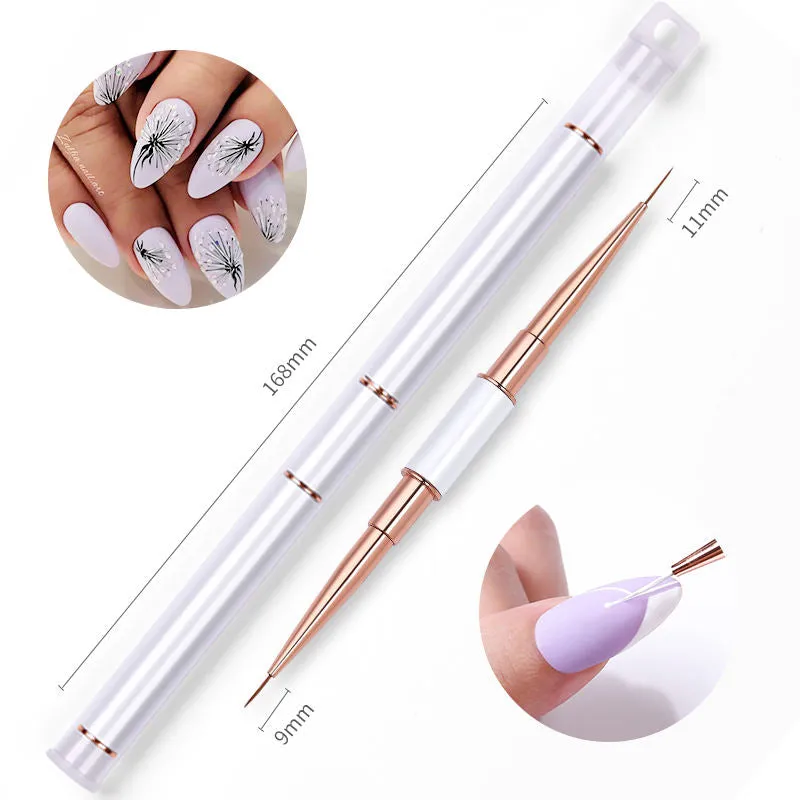 Nail Art Liner Brush White and Rose Gold with Double Head