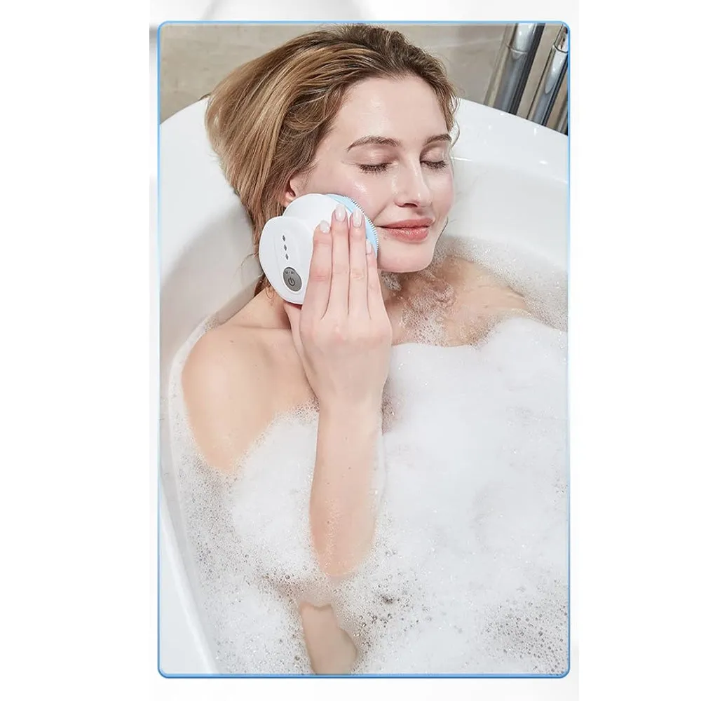 (Net) 4 in 1 Electric Bath Brush Vibration Face Body Back Cleaning Massager Tools Waterproof SPA Cleansing Massage Shower Brush / AE-903