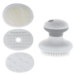 (Net) 4 in 1 Electric Bath Brush Vibration Face Body Back Cleaning Massager Tools Waterproof SPA Cleansing Massage Shower Brush / AE-903