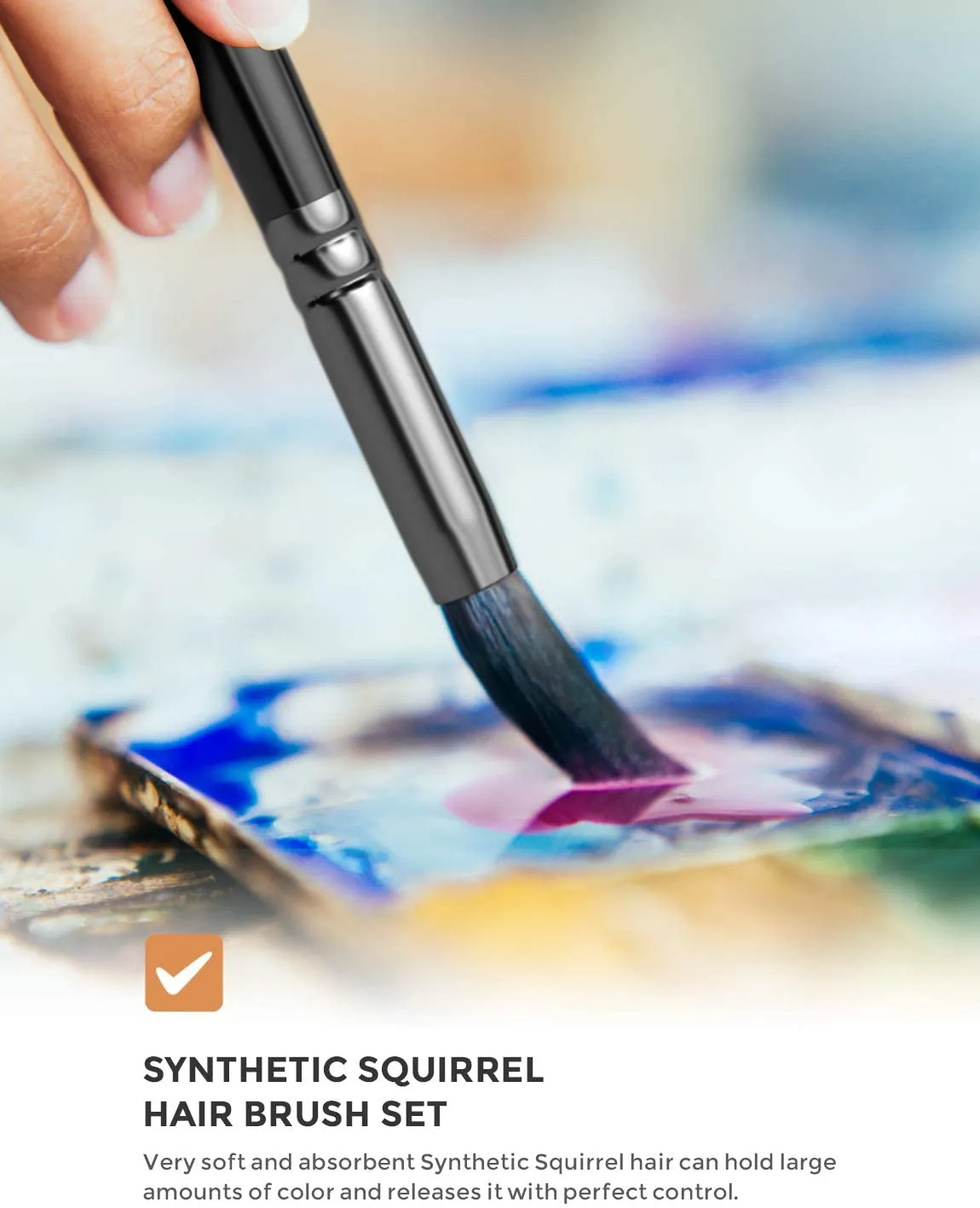 Nicpro 15 PCS Professional Watercolor Paint Brushes Set, Artist Squirrel Brush for Adult Detail, Gouache, Acrylic, Oil Painting