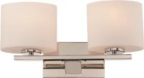Nuvo Breeze 2-Light Vanity Fixture Polished Nickel 16-1/2 X 8-1/4 Inch  Uses (2) 100-Watt Incandescent Medium Base Lamps