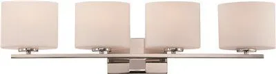 Nuvo Breeze 4-Light Vanity Fixture Polished Nickel 32-5/8 X 8-1/4 Inch  Uses (4) 100-Watt Incandescent Medium Base Lamps