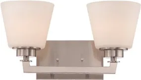 Nuvo Mobili 2-Light Vanity Fixture Brushed Nickel 15-3/8 X 7-7/8 Inch  Uses (2) 100-Watt Incandescent Medium Base Lamps
