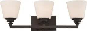 Nuvo Mobili 3-Light Vanity Fixture Aged Bronze 25 X 7-7/8 Inch  Uses (3) 100-Watt Incandescent Medium Base Lamps
