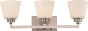 Nuvo Mobili 3-Light Vanity Fixture Brushed Nickel 25 X 7-7/8 Inch  Uses (3) 100-Watt Incandescent Medium Base Lamps
