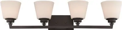 Nuvo Mobili 4-Light Vanity Fixture Aged Bronze 34-5/8 X 7-7/8 Inch  Uses (4) 100-Watt Incandescent Medium Base Lamps