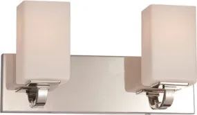 Nuvo Vista 2-Light Vanity Fixture Polished Nickel 15-1/2 X 8 Inch  Uses (2) 100-Watt Incandescent Medium Base Lamps