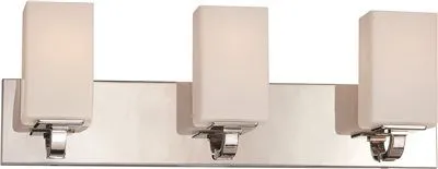 Nuvo Vista 3-Light Vanity Fixture Polished Nickel 23-3/8 X 8 Inch  Uses (3) 100-Watt Incandescent Medium Base Lamps