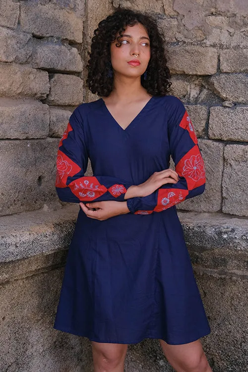 Okhai "Glowing Ember" Hand-Embroidered Pure Cotton Mul Dress