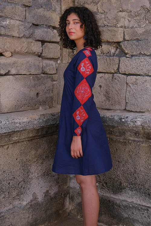 Okhai "Glowing Ember" Hand-Embroidered Pure Cotton Mul Dress
