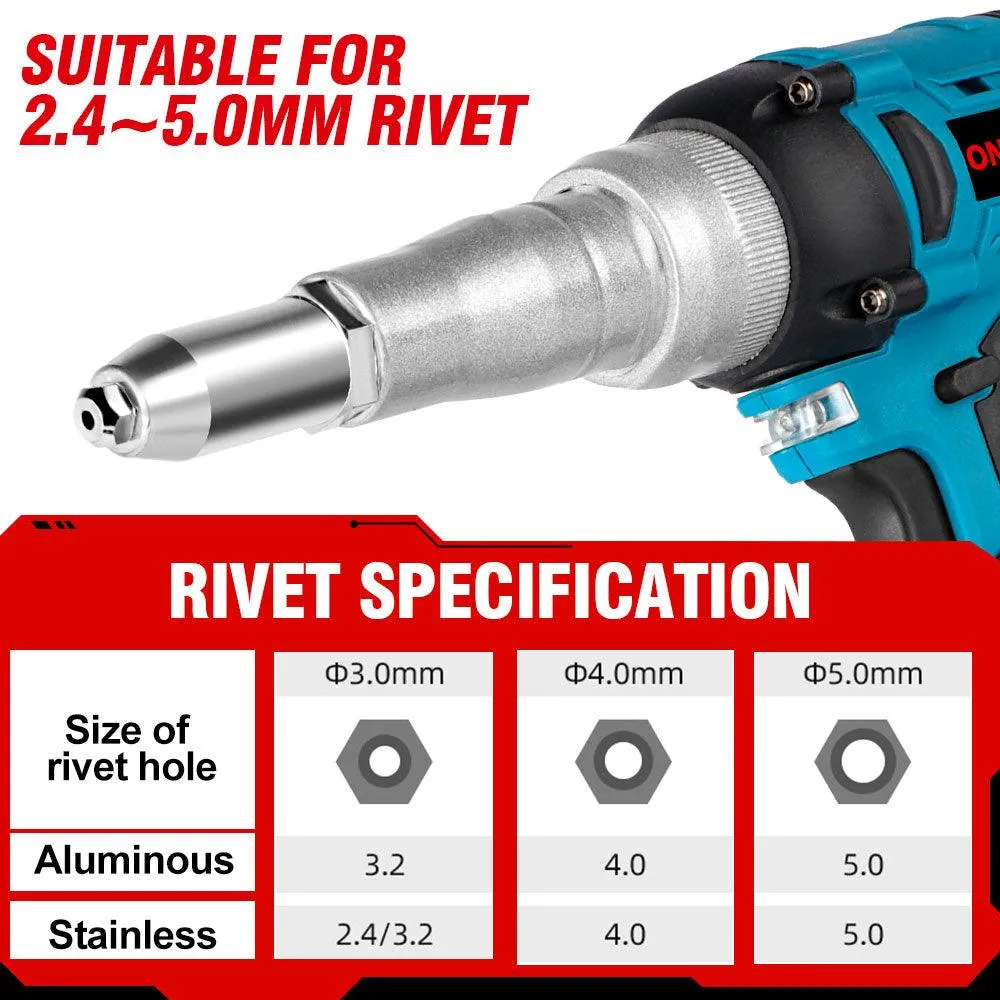 ONEVAN 125mm Angel Grinder & Electric Rivet Gun Brushless Cordless 2‑Pc. Combo Kit 6.0Ah